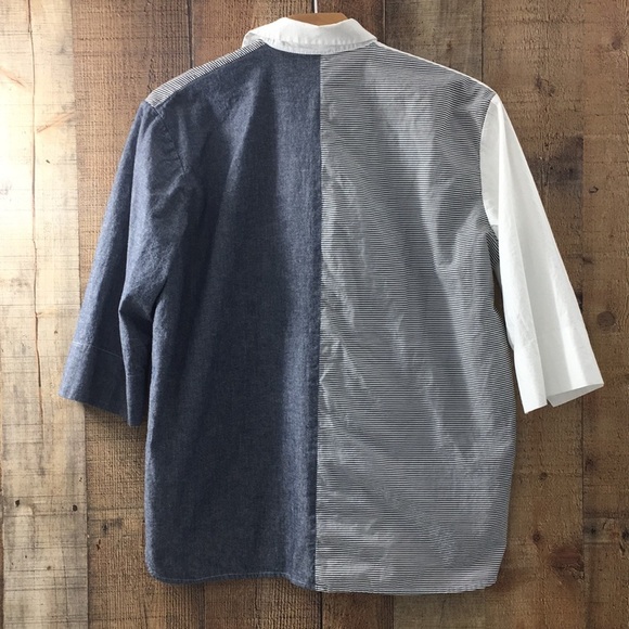 Planet Blue White Stripe Button‎ Front Shirt Womens 1 4-8 Long Sleeve Colorblock - Picture 5 of 16